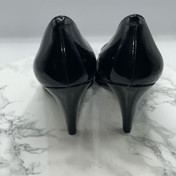 CALVIN KLEIN “Maeve” Black Patent Peep Toe Pump-7M - Picture 4 of 8